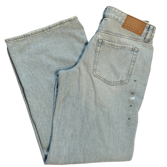 100% cotton wide leg ripped baggy denim jeans low rise PacSun Casey in Blue - Picture 2 of 8